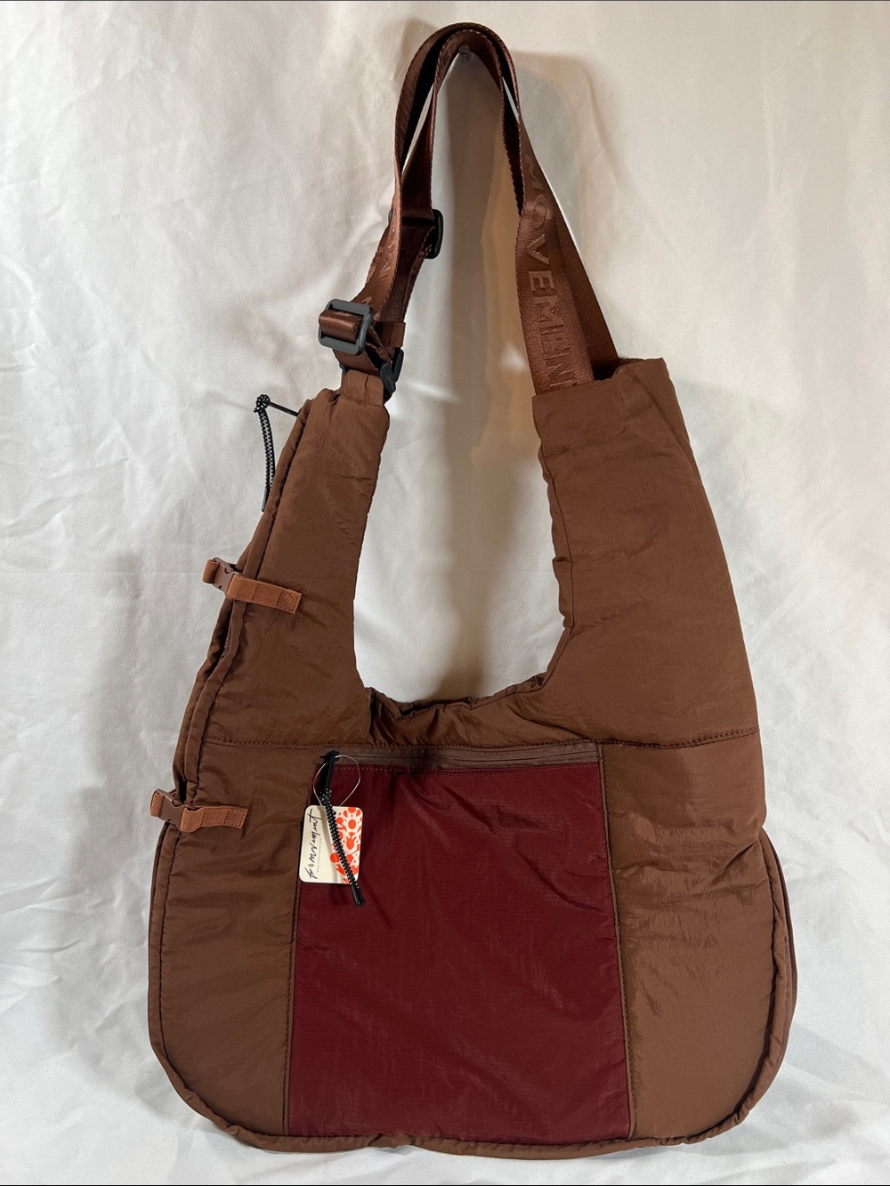 Free People FP Movement Convertible Vest to Tote Bag Cherry Chocolate